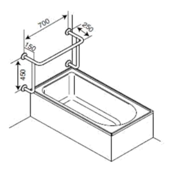 Clam Flange BT13 Bath Assist Grab Rail