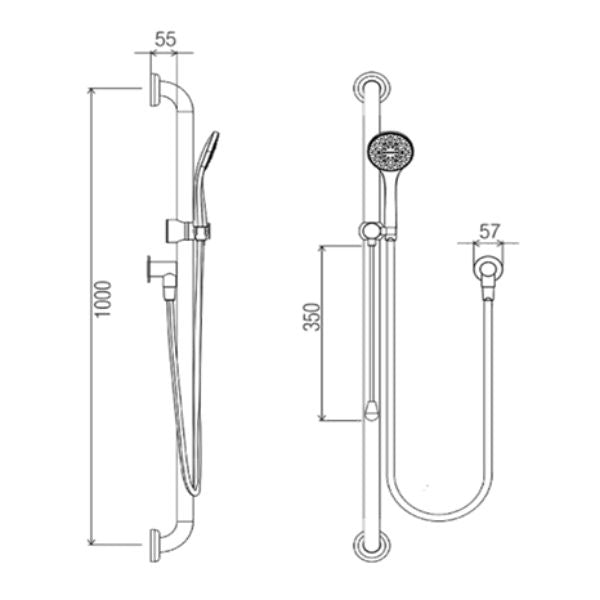 Clam Flange Disabled Shower Assembly Kit 3