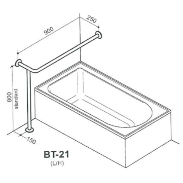 Clam Glange BT21 Bath Assist Grab Rail with Floor Support