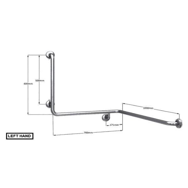 Clam Flange BT22 Corner Mounted Bath Assist Grab Rail