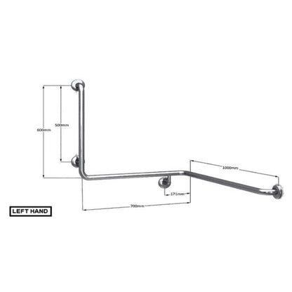 Clam Flange BT22 Corner Mounted Bath Assist Grab Rail