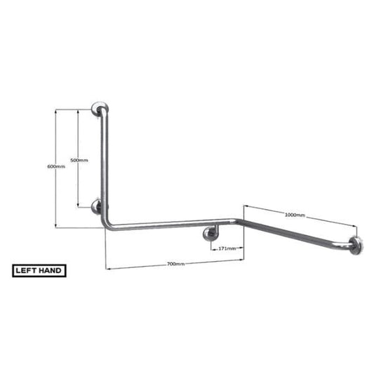 Clam Flange BT22 Corner Mounted Bath Assist Grab Rail