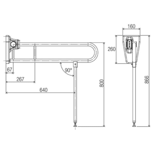 Tiltlock Drop Down Folding Leg Grab Rail