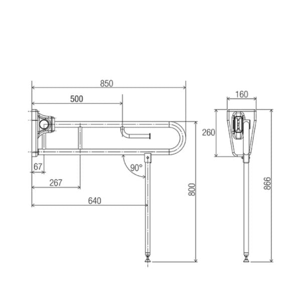 Tiltlock Drop Down Folding Leg Grab Rail