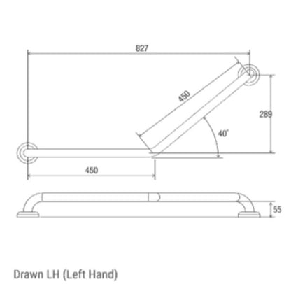 Clam Flange 40° Accessible Grab Rail 450mm x 450mm