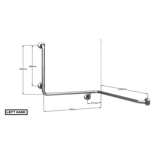 Clam Flange BT22 Corner Mounted Bath Assist Grab Rail