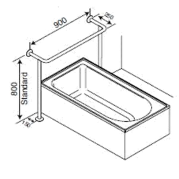 Clam Flange BT23 Bath Assist Grab Rail with Floor Support