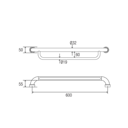 Hygienic Seal® Grab Rail with Under-Mount Towel Rail