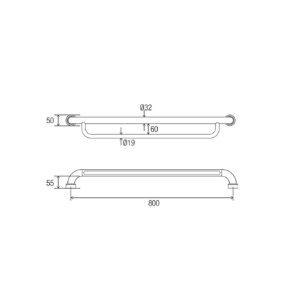 Hygienic Seal® Grab Rail with Under-Mount Towel Rail