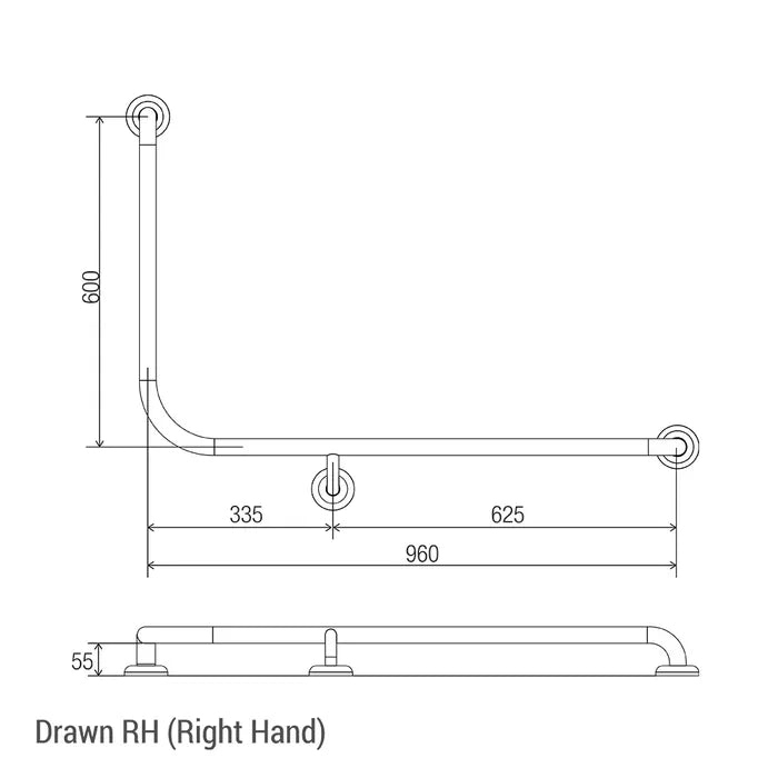 Toilet 960mm x 600mm Grab Rail