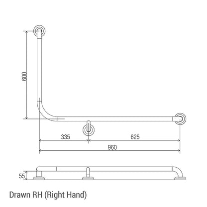 Toilet 960mm x 600mm Grab Rail