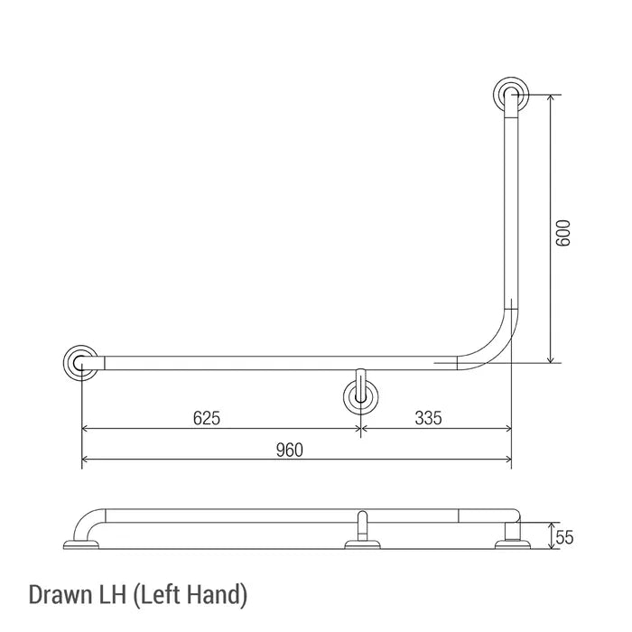 Toilet 960mm x 600mm Grab Rail